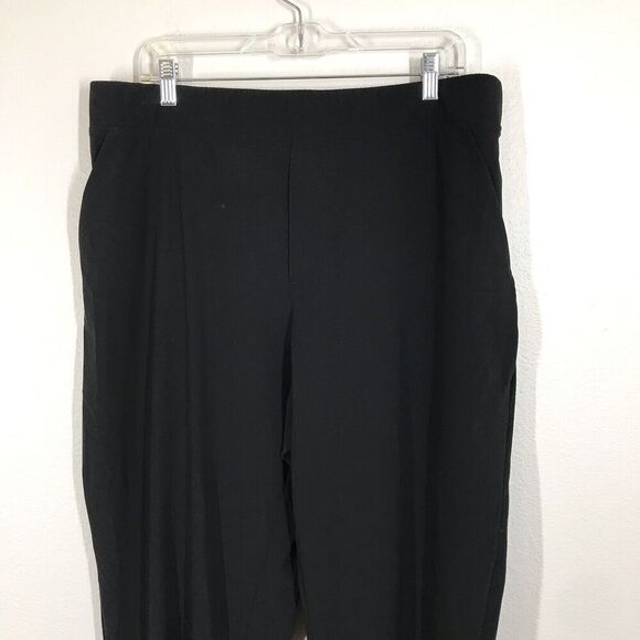 Athleta Women's Brooklyn Ankle Pants Size 18 Black Pull On Ribbed Panel Casual - Picture 3 of 11